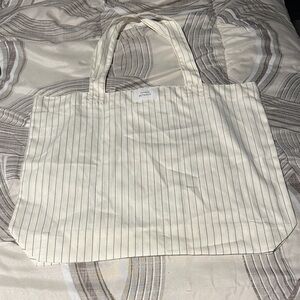 Striped Cream Tote Bag